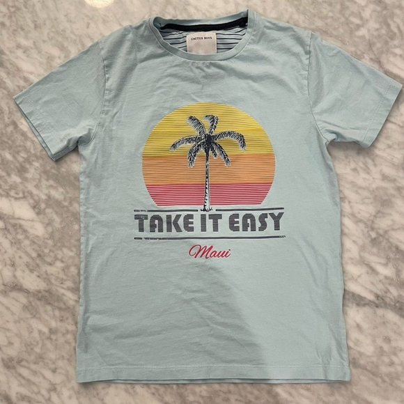 Cactus Boys Take it Easy Maui Cotton T-shirt Size 9/10 - Picture 2 of 7